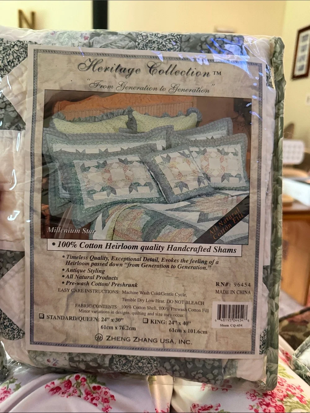Heritage Collection Millennium Star Quilted Pillow Shams NIP Set of 2 100% Cotto